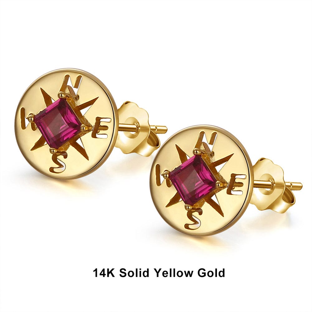 14K Real Solid Gold Sun Dangle Drop Hoop Earrings for Women